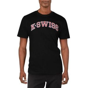 K-Swiss Mens My Swiss Black Cotton College T-Shirt Athletic 90s Size Small S NEW